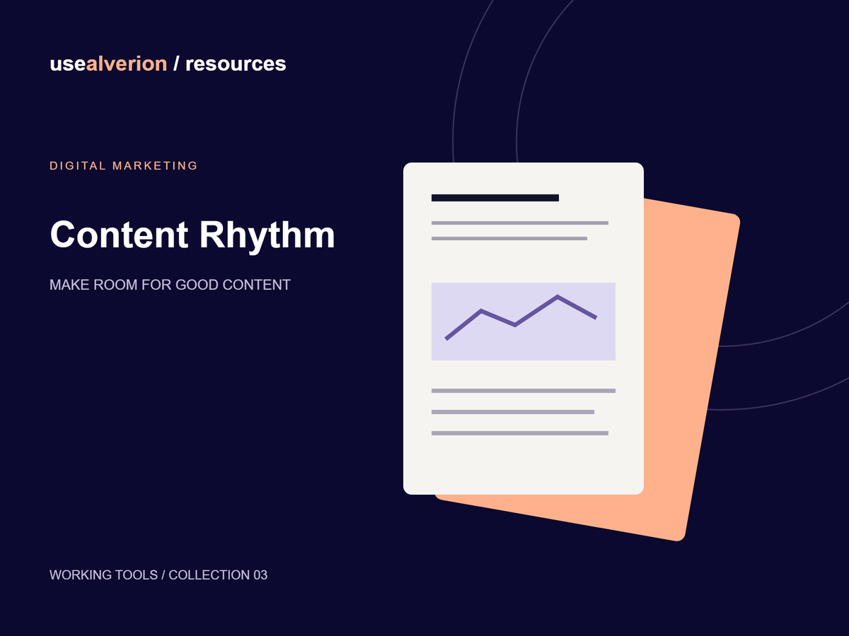 Content Rhythm — 30-Day Editorial Calendar — illustrated resource cover
